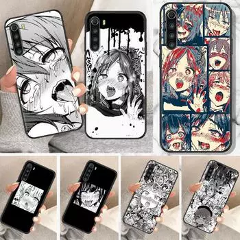 Хентай аниме девушка лицо чехол для телефона для Xiaomi Redmi Note 7 8 9 10 7A 8T 9A 9T 9S 10S Pro черный силиконовый бампер мягкий чехол арт Redmi 7A
