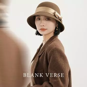 Hepburn basin hat British elegant women s top hat women s crimped bow wool fisherman s hat winter women s hat circumference 52-56cm