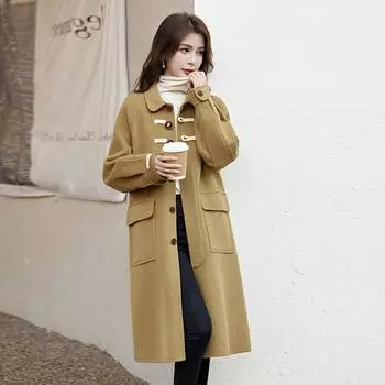 Hepburn Noble двустороннее шерстяное пальто женское осенне-зимнее новое свободное и тонкое удлиненное пальто длиной до колена