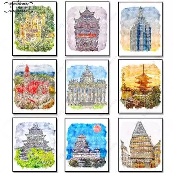 Heppenheim художественный постер абстрактный архитектурный пейзажный постер с принтом путешествия городская настенная живопись на холсте для декора гостиной 21*30cm