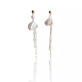 Her Lab | белые жемчужные серьги-кисточки | дизайн ракушек | элегантные аксессуары