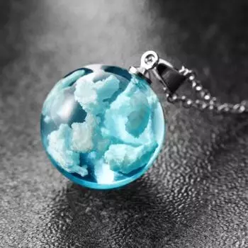 Her Lab | креативное ожерелье с подвеской синего цвета, светящееся в темноте, креативный дизайн с изображением голубого неба и белых облаков