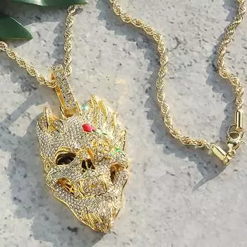 Her Lab | Золотая подвеска в виде маски черепа, вьющаяся змеиная костяная цепь, ожерелье в стиле хип-хоп-панк, аксессуары