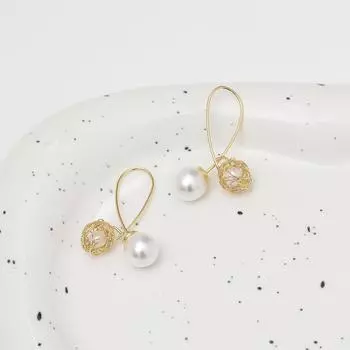 Her Lab | ins Серьги с круглым жемчугом, модный темперамент, нишевый дизайн, длинные серьги с бахромой