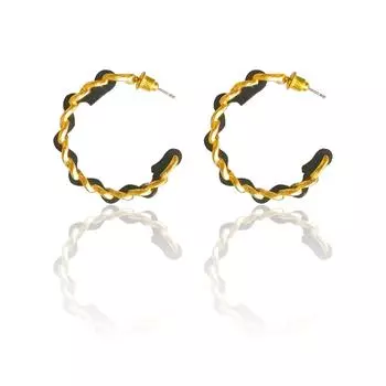 Her Lab | изысканные серьги в форме буквы С | классические кожаные металлические серьги большого размера | серьги-гвоздики 925 пробы | набор в шкатулке для украшений