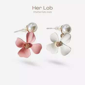 Her Lab Ювелирные изделия | Милые девчачьи серьги с цветком из серебра 925 пробы и жемчугом, красивые индивидуальные маленькие серьги с характером