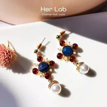 Her Lab Joyas | Серьги с кристальным жемчугом | подвеска с жемчужной бахромой | подарок в шкатулке для украшений