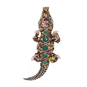 Her Lab Ювелирные изделия| Брошь из кожи аллигатора, инкрустированная бриллиантами, для мужских костюмов, корсаж с животными, деловая булавка, трендовая булавка на лацкане