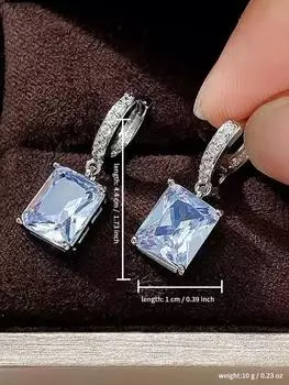 Her Lab Ювелирные изделия| Красивые серьги в геометрическом квадратном стиле, элегантные винтажные серьги, серьги с бриллиантами, подарочные коробки