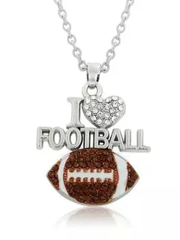 Her Lab Ювелирные изделия| Модный футбольный кулон, ожерелье из титановой стали с бриллиантовым сердцем, аксессуары для одежды, подарочная коробка