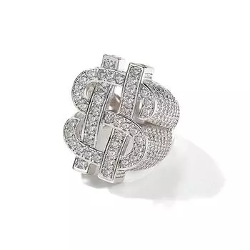 Her Lab Ювелирные изделия| Мужское кольцо с выдолбленным знаком доллара в стиле хип-хоп, наполненное цирконом, хипстерское мужское кольцо, набор ювелирных изделий