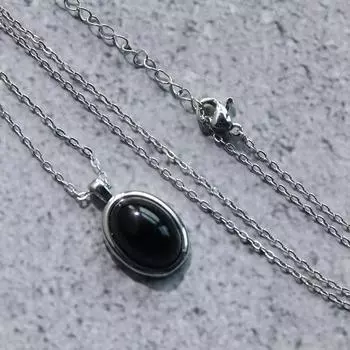 Her Lab Ювелирные изделия | Винтажный кулон из черного агата, упаковка в шкатулку для украшений