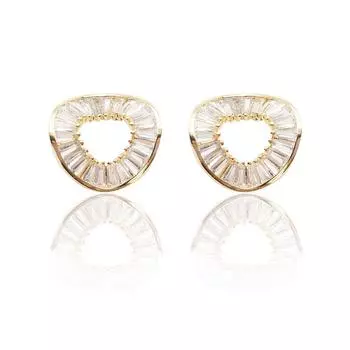 Her Lab | Минималистичные серьги-гвоздики для женщин и девочек, круглые, полые, открытые, с геометрическим узором, с бриллиантами, гипоаллергенные, проколотые