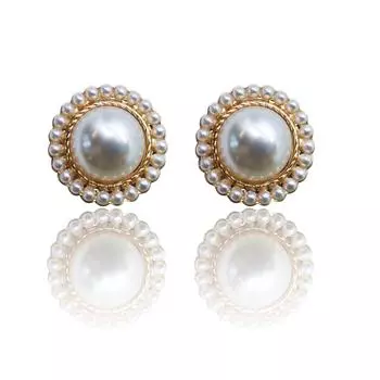 Her Lab | простые жемчужные гвоздики | красивые серьги для женщин | лучший подарок | шкатулка для украшений