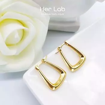 Her Lab | простые золотые серьги в форме буквы U | изысканная пряжка | женские аксессуары | лучший подарок | шкатулка для украшений