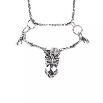 Her Lab | Подвеска в виде скелета, темное ретро-панковское ожерелье, хип-хоп-цепочка на ключицу, упаковка в шкатулку для украшений