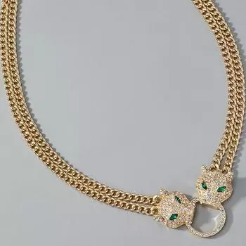 Her Lab | старинное золотое ожерелье, украшения в виде головы кубинского леопарда, упаковка в виде шкатулки для драгоценностей