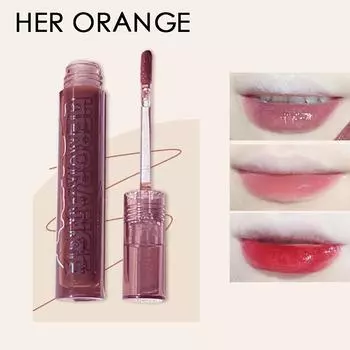 HER ORANGE Lava Paste Шоколадное зеркало Глазурь для губ Водяной туман Роса для губ Женский блеск для губ Нектар для губ Водный блеск Помада Летняя глазурь для губ 01