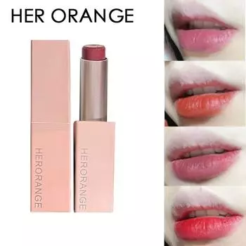 HER ORANGE ~ Порошковая помада с магнитной пряжкой, отбеливающая матовая долговечная глазурь для губ для женщин 01