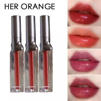 HER ORANGE Прозрачное зеркало цвета росы, светлое зеркало для глазури для губ, водный свет, стойкое увлажнение, женская пленка 01