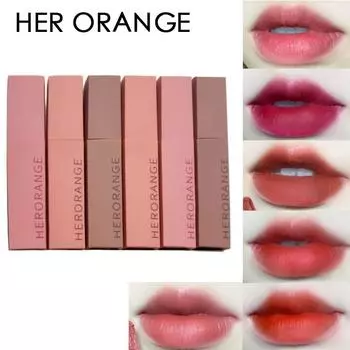 HER ORANGE Small Emotion Lip Mud Velvet Matte Matte Lip Glaze Lipstick 01