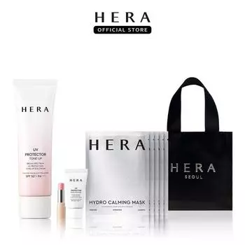 Hera УФ-защитное средство Tone Up 50 мл + Гидромаска 5 листов + Мини-помада для губ, 50 мл