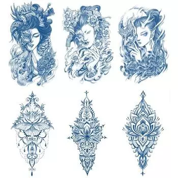 Herbal Juice Tattoo Sticker Geisha Bergamot Brahma Blossom Back Arm Back Non-Reflective Keep 15 Days Sticker 11*18CM