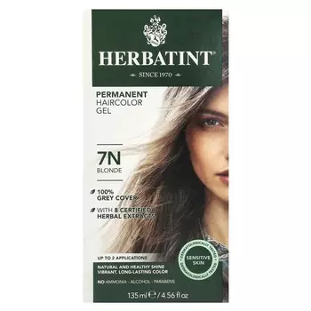 Herbatint, Перманентный цветной гель, оттенок 7N Blonde, 4,56 жидких унций (135 мл)