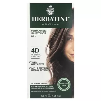 Herbatint, Стойкий гель-краситель, 4D, золотисто-каштановый, 4,56 жидких унций (135 мл)