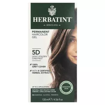 Herbatint, Стойкий гель-краситель, 5D, Светло-золотистый каштан, 4,56 жидких унций (135 мл)