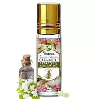 Herbexo Chameli Attar - Натуральный жасминовый аттар, оригинальный для пуджи - Чистый аромат для духовного использования и медитации - Стеклянный флакон 10 мл