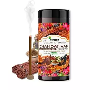 Herbexo Чистый Сандал (Чандан) Attar Dhoop Sticks | Стойкие величественные ароматы Ittar | 100% натуральный, без древесного угля
