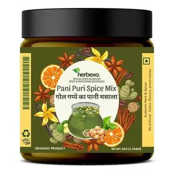 Herbexo Pani Puri Masala 50 г - настоящая смесь порошка Panipuri Masala для вкуснейшего Golgappa Pani - простая в использовании смесь Pani Puri на воде