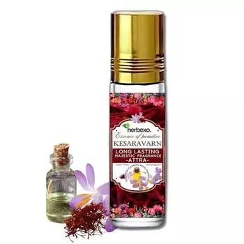 Herbexo Pure Kesar Attar - Парфюмированное масло | Длительные величественные ароматы | Натуральный шафран (Кесар) Эссенция | Роскошный и божественный аромат