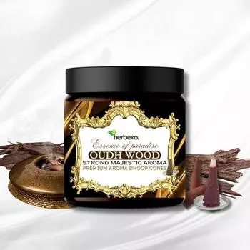 Herbexo Pure Oud Dhoop Cones - Премиальные благовония Bakhoor Oud - Ароматный уд - Идеально подходит для релаксации и медитации - Экологически чистый Медленное горение