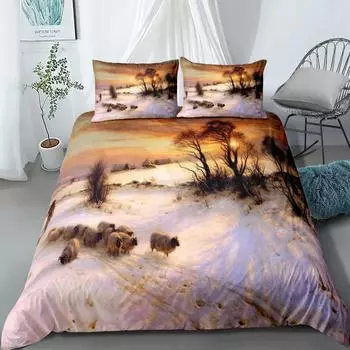 Herding Sheep Duvet Cover Set UK Single Double Queen US Twin Full King Size pkm Bed Linen Set 140x210cm