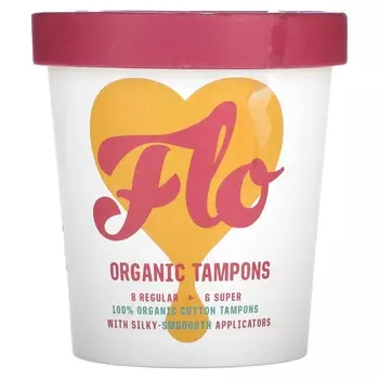 Here We Flo, органические тампоны, обычные + супер, 14 тампонов