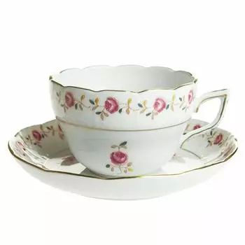 Herend Cup Saucer Hand Painted 200cc Rose Garland RGS 730