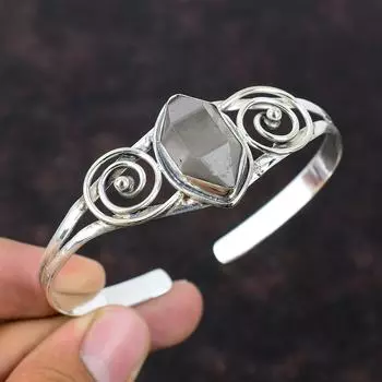 Herkimer Браслет с бриллиантами Браслет из драгоценных камней Стерлинговое серебро 925 пробы Браслет-манжета Браслет-манжета ручной работы Регулируемый браслет Дизайнерские украшения для подарка