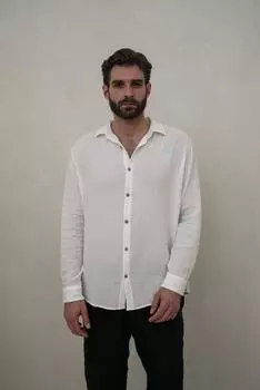 Herman Мужская белая муслиновая рубашка оверсайз