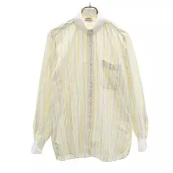 HERMES Made in France Old Striped Pattern Long sleeve shirt White etc. Men s Used