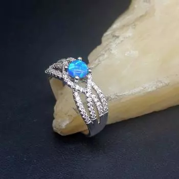 Hermosa Solitaire Синий Опал Цирконий Натуральная Серебро 925 пробы Кольцо Свадебные Подарки на Помолвку для Женщин Размер 8 # 20214255 8