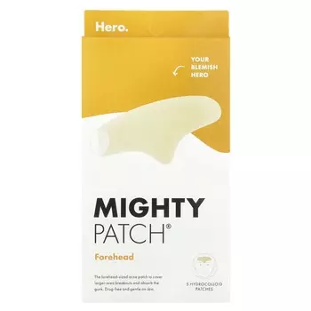 Hero Cosmetics, Mighty Patch, лоб, 5 гидроколлоидных пластырей
