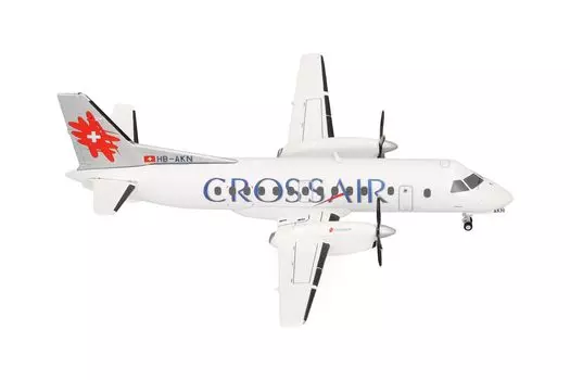 herpa Crossair Saab 340 Цветная миниатюрная коллекционная модель без основного металла (Схема ржавчины) 1200