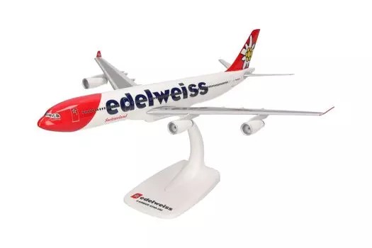 herpa Snap Fit Airbus Edelweiss Airbus Миниатюрная масштабная модель с подставкой Пластик Многоцветный 611336-001 A340-300 – HB-JMC Flumserberg 1200