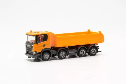 Herpa Truck Модель Scania XT17 Mylar 1 Пластик Изготовлено в модели 4-осный 3-сторонний самосвал, Масштаб 87, Миниатюра, Германия, Здание, Коллекционное издание. оранжевый