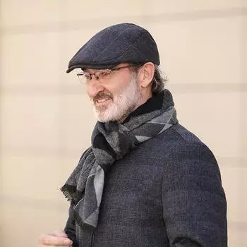 Herringbone Beret Men s Duck Tongue Cap Warm Forward Cap Middle-aged Warm Hat Hat Men s Hat M56-58cm коричневый