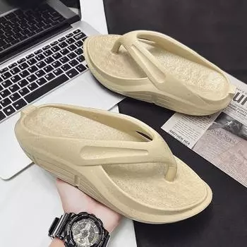 Herringbone men s shoes outer wear 2024 new summer thick-soled non-slip trend outer wear office heightening beach herringbone sandals 38-39 чёрный