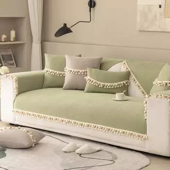 Подушка для дивана с узором «елочка» из шенилла с кисточками, новая универсальная подушка на все четыре сезона, чехол для дивана, полный чехол 70*70