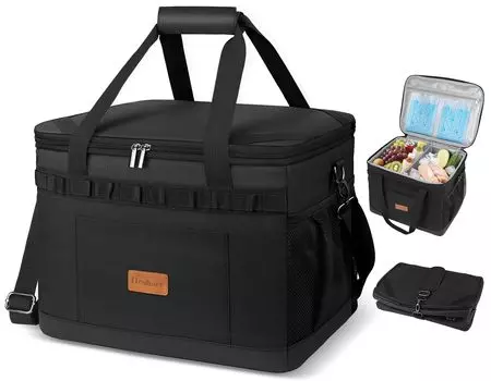 Heshare Cooler Large Keeps Food and Foldable and Perfect for Outdoor Sports Shopping Bamboo Box, Capacity, 30L, Waterproof, 4-Layer Insulated,